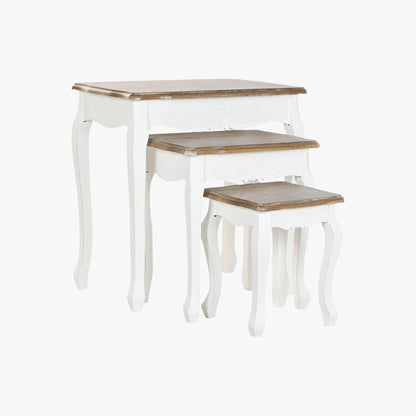 Conjunto de Três Mesas de Apoio Brancas 60X40X61 VERSAILLES - Gato Preto