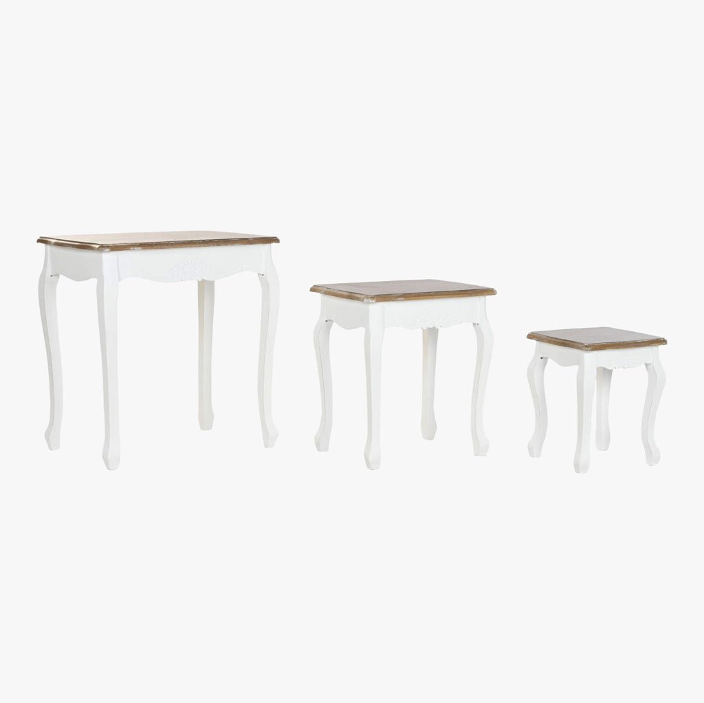 Conjunto de Três Mesas de Apoio Brancas 60X40X61 VERSAILLES - Gato Preto