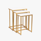 Conjunto de Três Mesas de Apoio com Tampos de Mármore 62x62x40,50 AGRA - Gato Preto