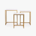 Conjunto de Três Mesas de Apoio com Tampos de Mármore 62x62x40,50 AGRA - Gato Preto