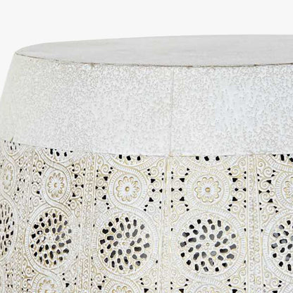 Conjunto Duas Mesas de Apoio Orientais Brancas Metal JASMIN - Gato Preto