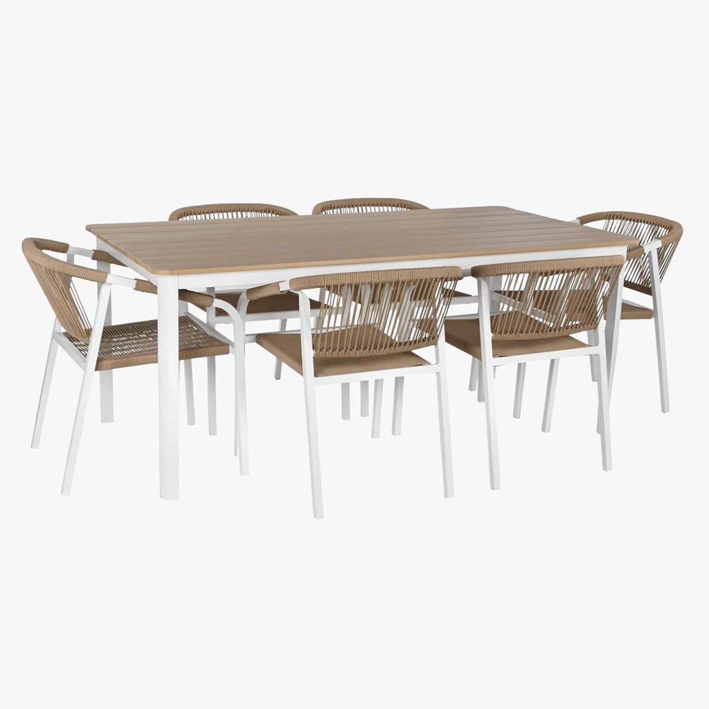 Conjunto Mesa e 6 Cadeiras de Exterior SIESTA | 180×90×75 cm - Gato Preto