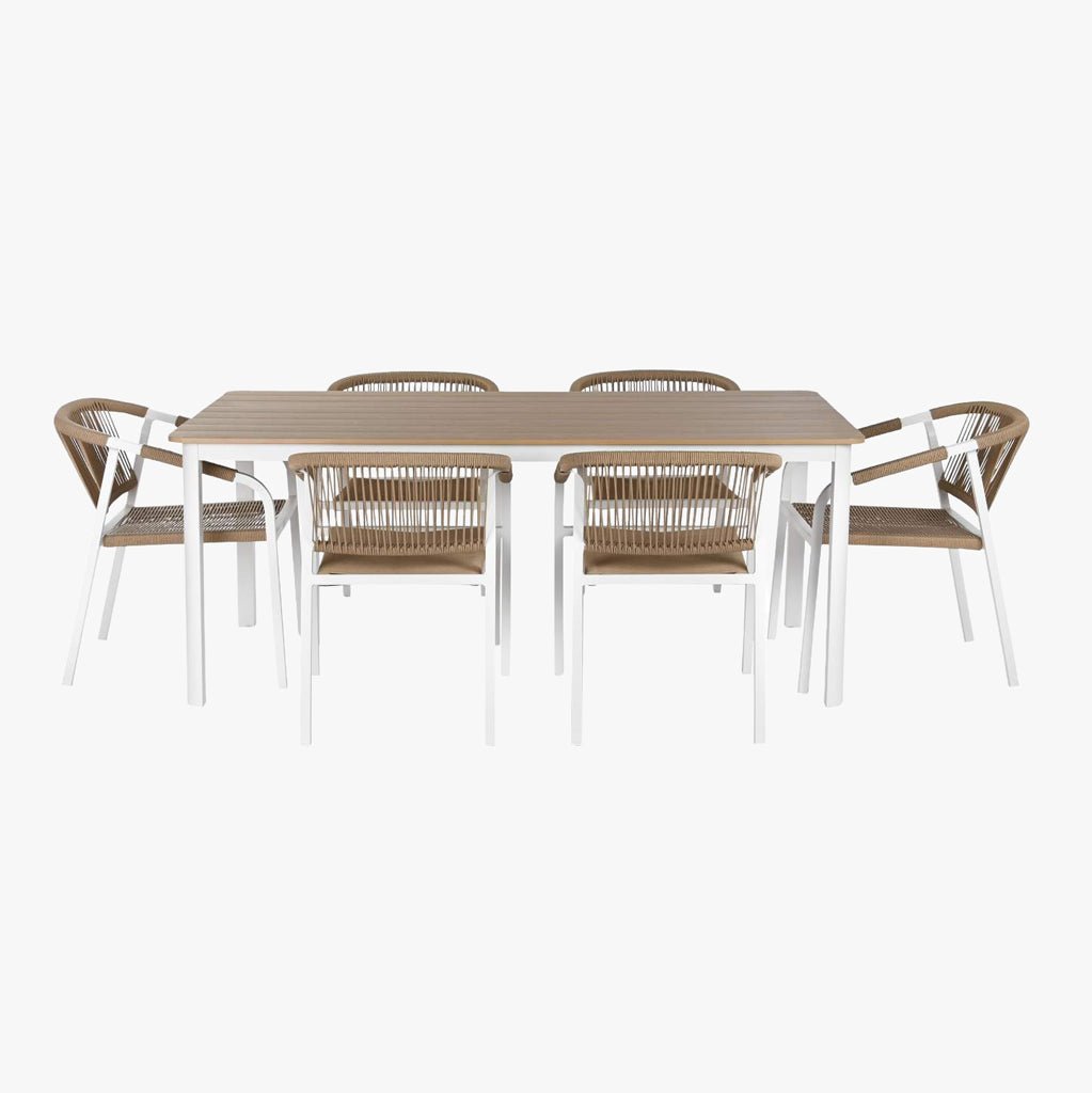 Conjunto Mesa e 6 Cadeiras de Exterior SIESTA | 180×90×75 cm - Gato Preto