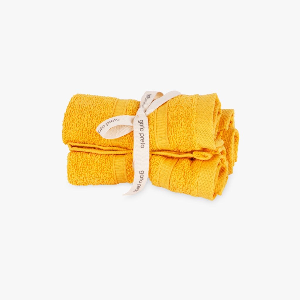 Conjunto Toalhetes de Algodão Amarelo 4EVERYDAY - Gato Preto