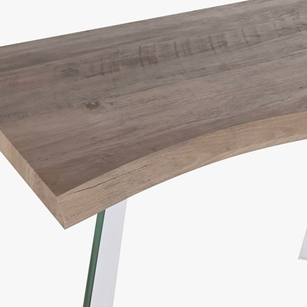 Consola Cinza Claro com Estrutura em Vidro Transparente | 120x40x76 cm | PRISMA - Gato Preto