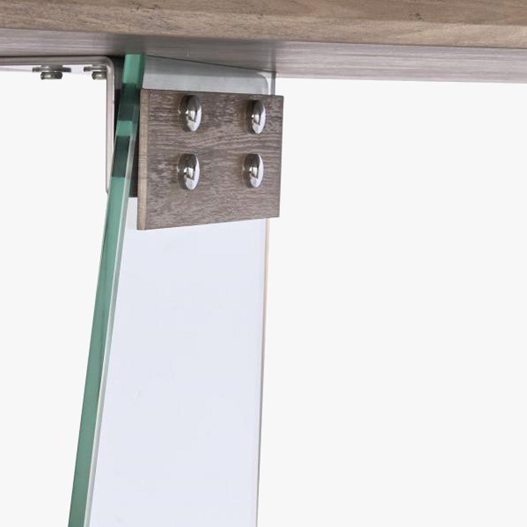 Consola Cinza Claro com Estrutura em Vidro Transparente | 120x40x76 cm | PRISMA - Gato Preto
