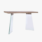 Consola Cinza Claro com Estrutura em Vidro Transparente | 120x40x76 cm | PRISMA - Gato Preto