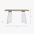 Consola Cinza Claro com Estrutura em Vidro Transparente | 120x40x76 cm | PRISMA - Gato Preto