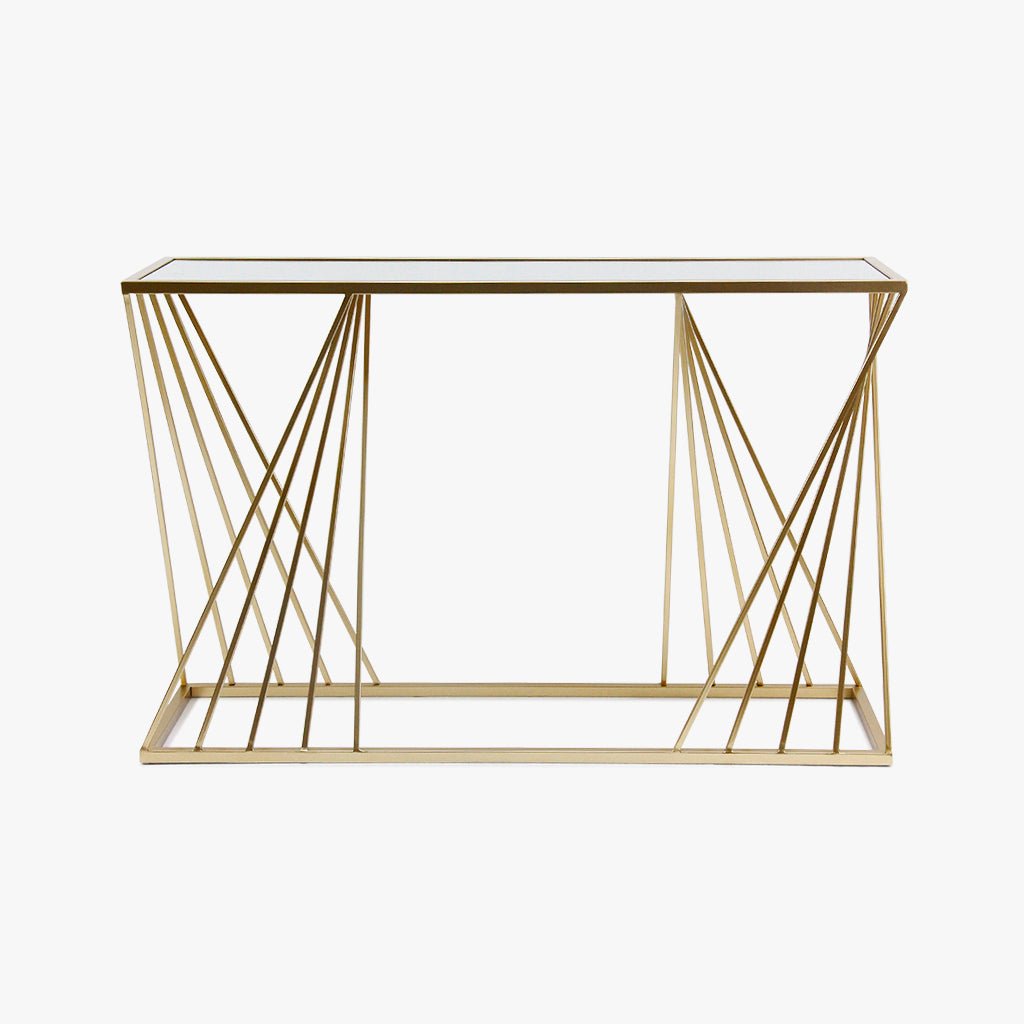 Consola com Tampo de Espelho Dourado HOBART - Gato Preto