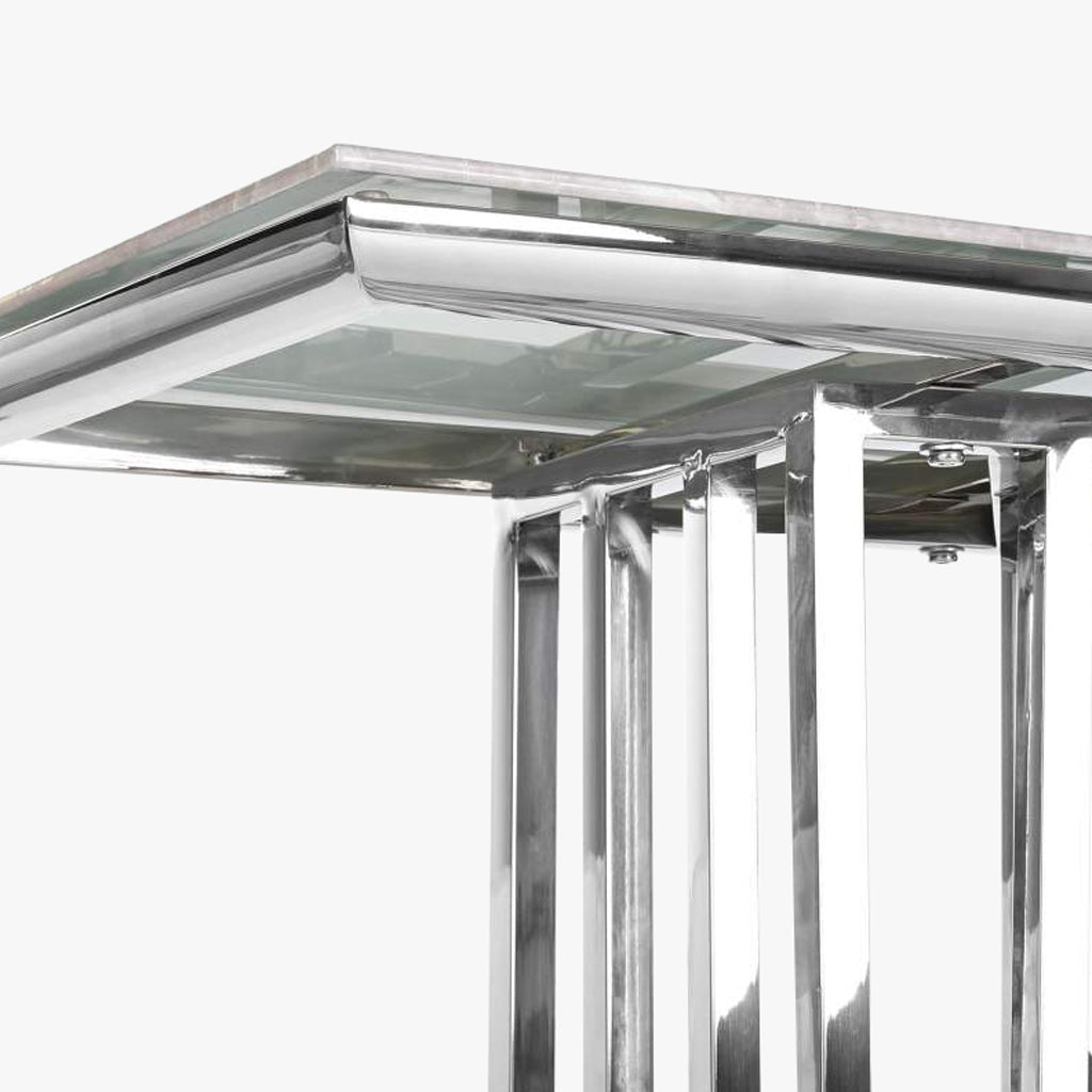 Consola Tampo Efeito Mármore e Estrutura Metálica | 120x40x78 cm | PRISMA - Gato Preto