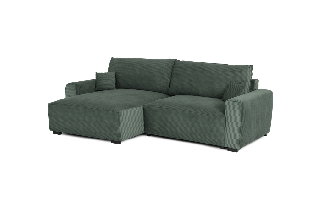 CÓPIA TESTE - Sofá cama com chaise longue reversível verde LAUREN (Cópia) - Gato Preto