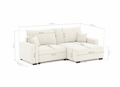 CÓPIA TESTE - Sofá cama com chaise longue reversível verde LAUREN (Cópia) - Gato Preto