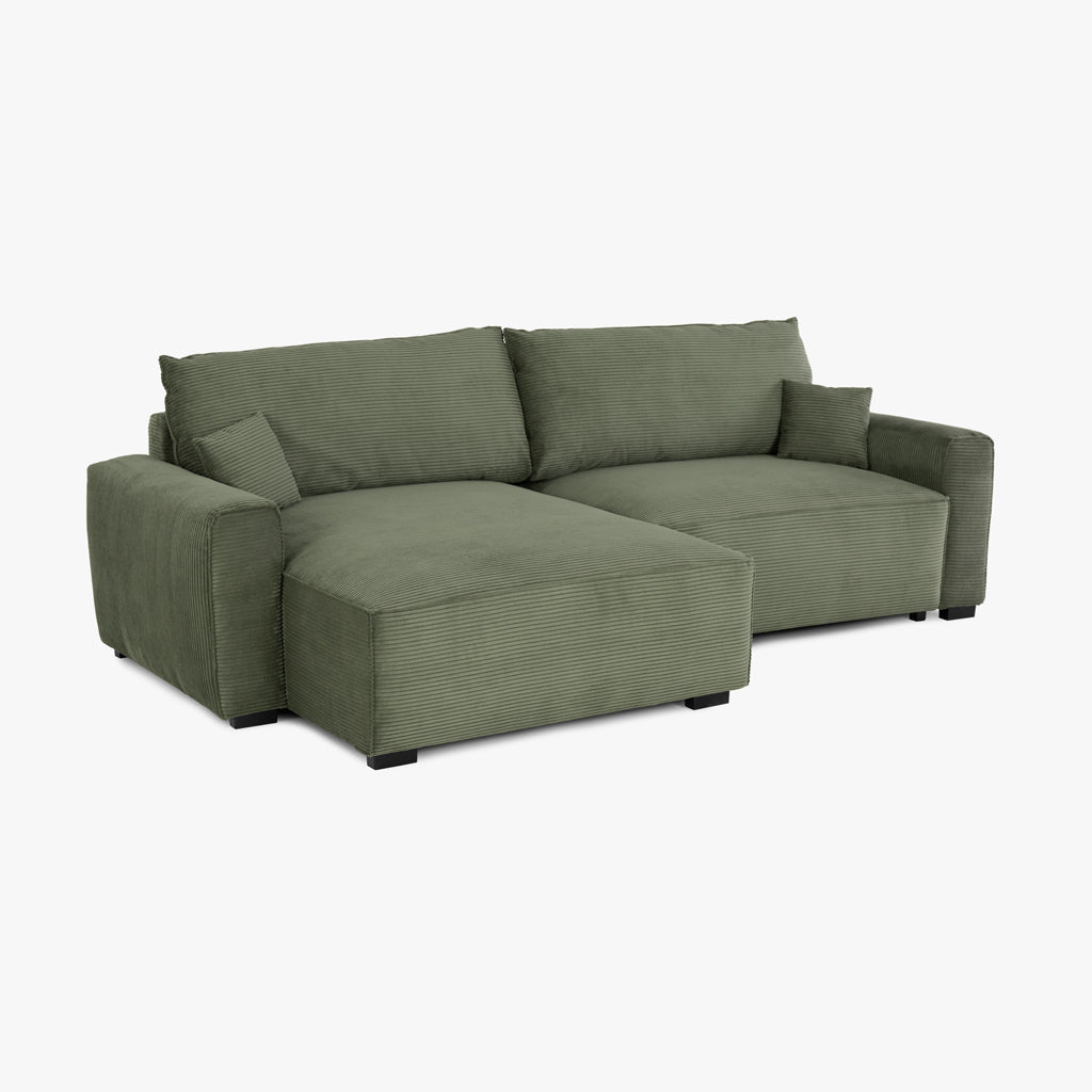 CÓPIA TESTE - Sofá cama com chaise longue reversível verde LAUREN (Cópia) - Gato Preto