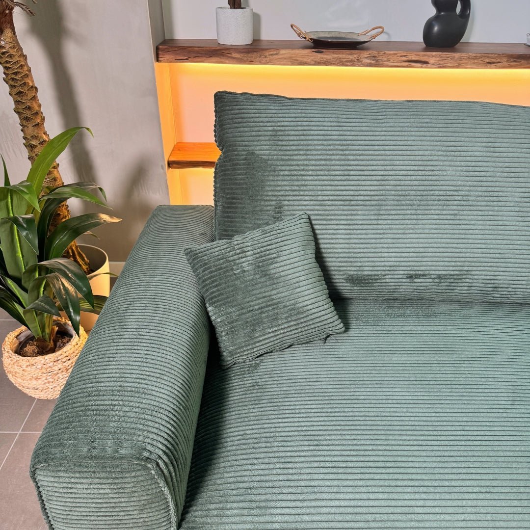 CÓPIA TESTE - Sofá cama com chaise longue reversível verde LAUREN (Cópia) - Gato Preto