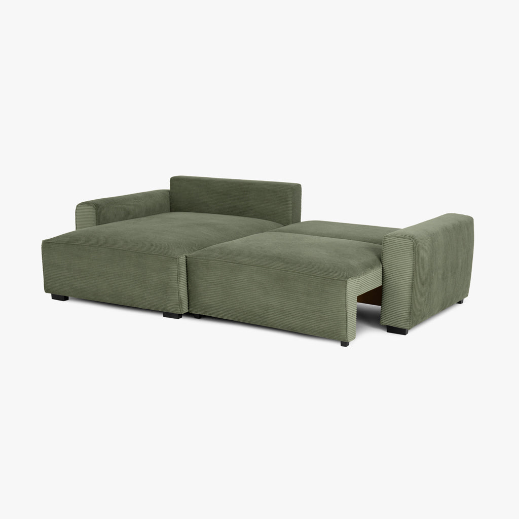 CÓPIA TESTE - Sofá cama com chaise longue reversível verde LAUREN (Cópia) - Gato Preto