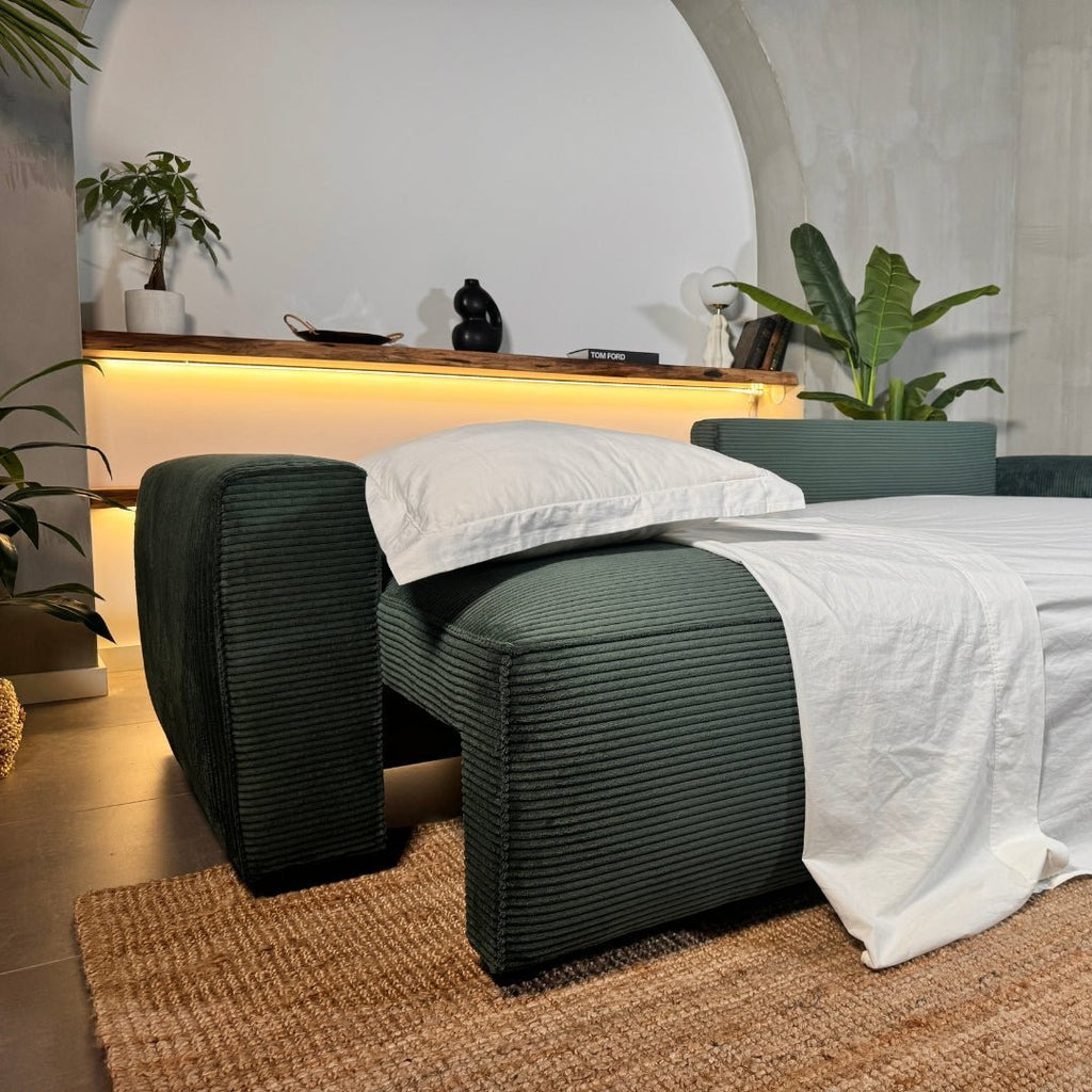 CÓPIA TESTE - Sofá cama com chaise longue reversível verde LAUREN (Cópia) - Gato Preto