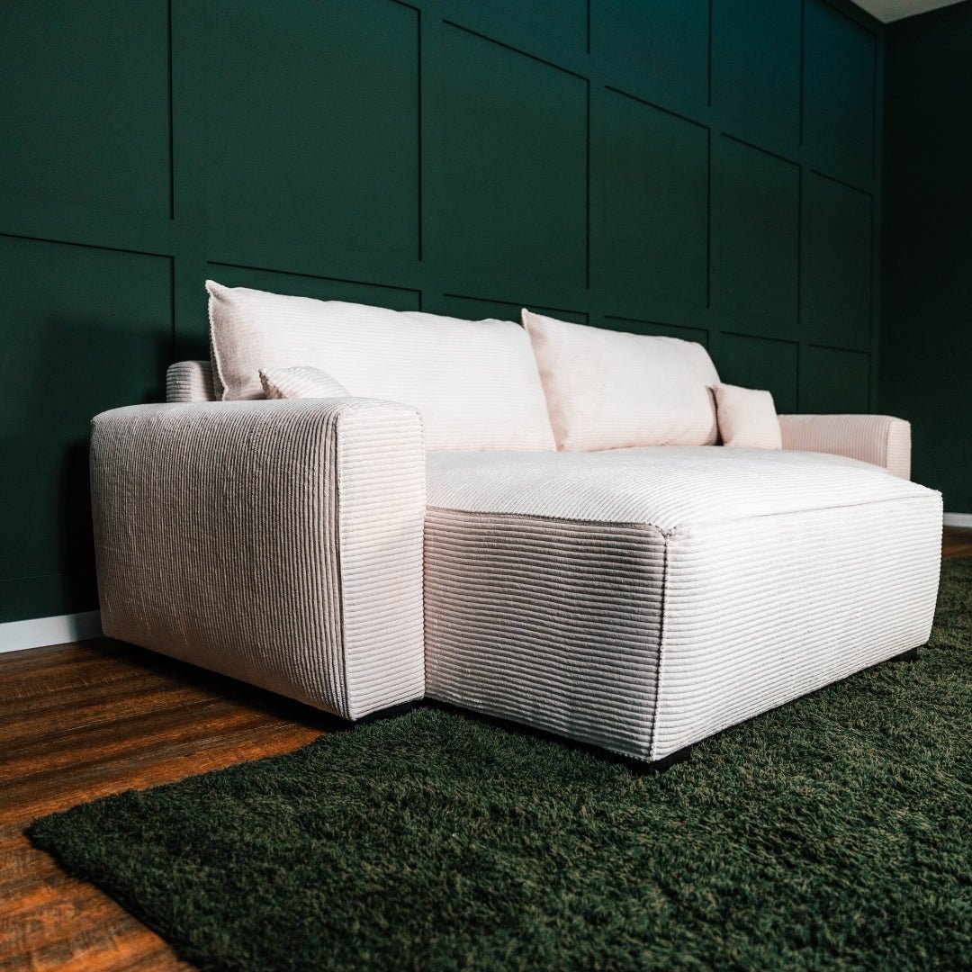 CÓPIA TESTE - Sofá cama com chaise longue reversível verde LAUREN (Cópia) - Gato Preto