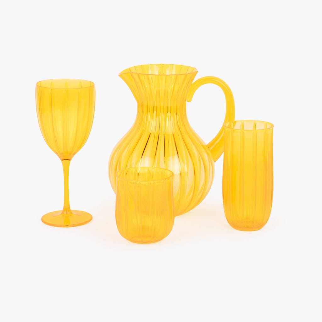 Copo de Acrílico com Pé Amarelo 410 ml VITORIA - Gato Preto