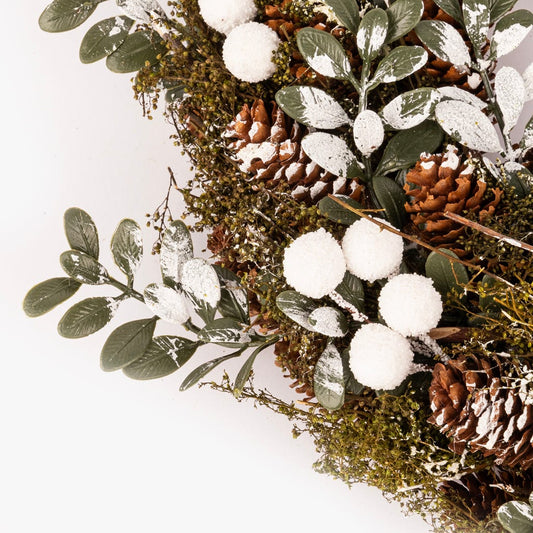 Coroa com Ramos e Bagas Brancas COZY - Gato Preto