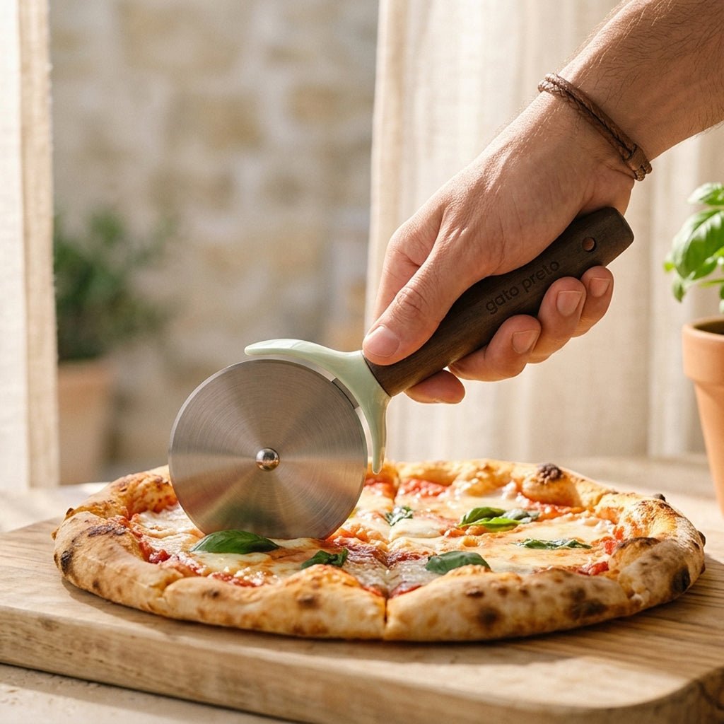 Cortador de Pizza Verde JADE - Gato Preto