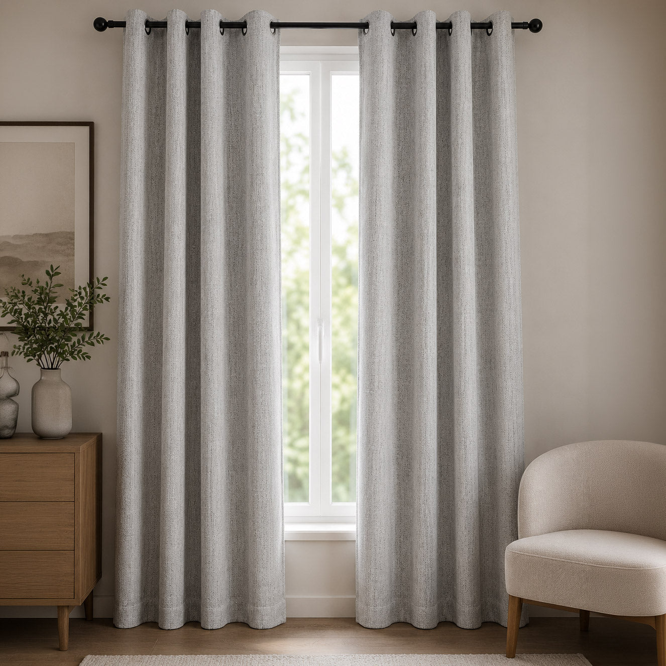 Cortinado Blackout Cinzento Mesclado TALIN - Gato Preto