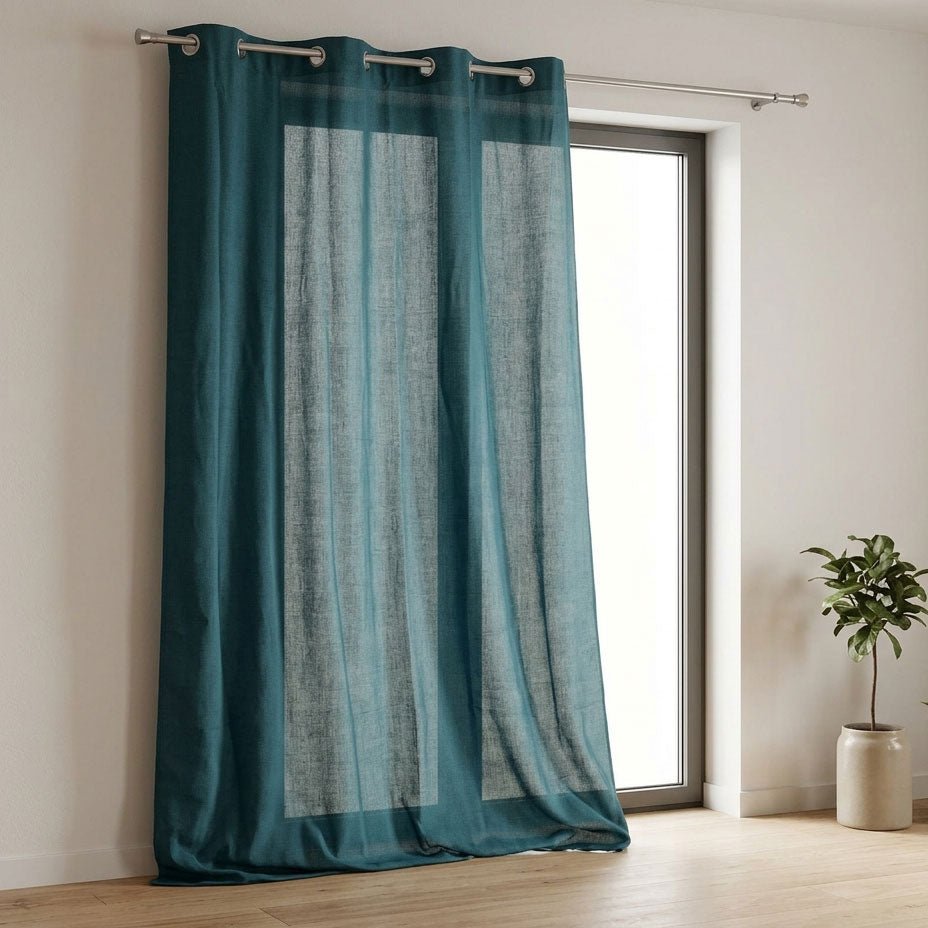 Cortinado Semi Opaco Turquesa Escuro 4EVERYDAY - Gato Preto