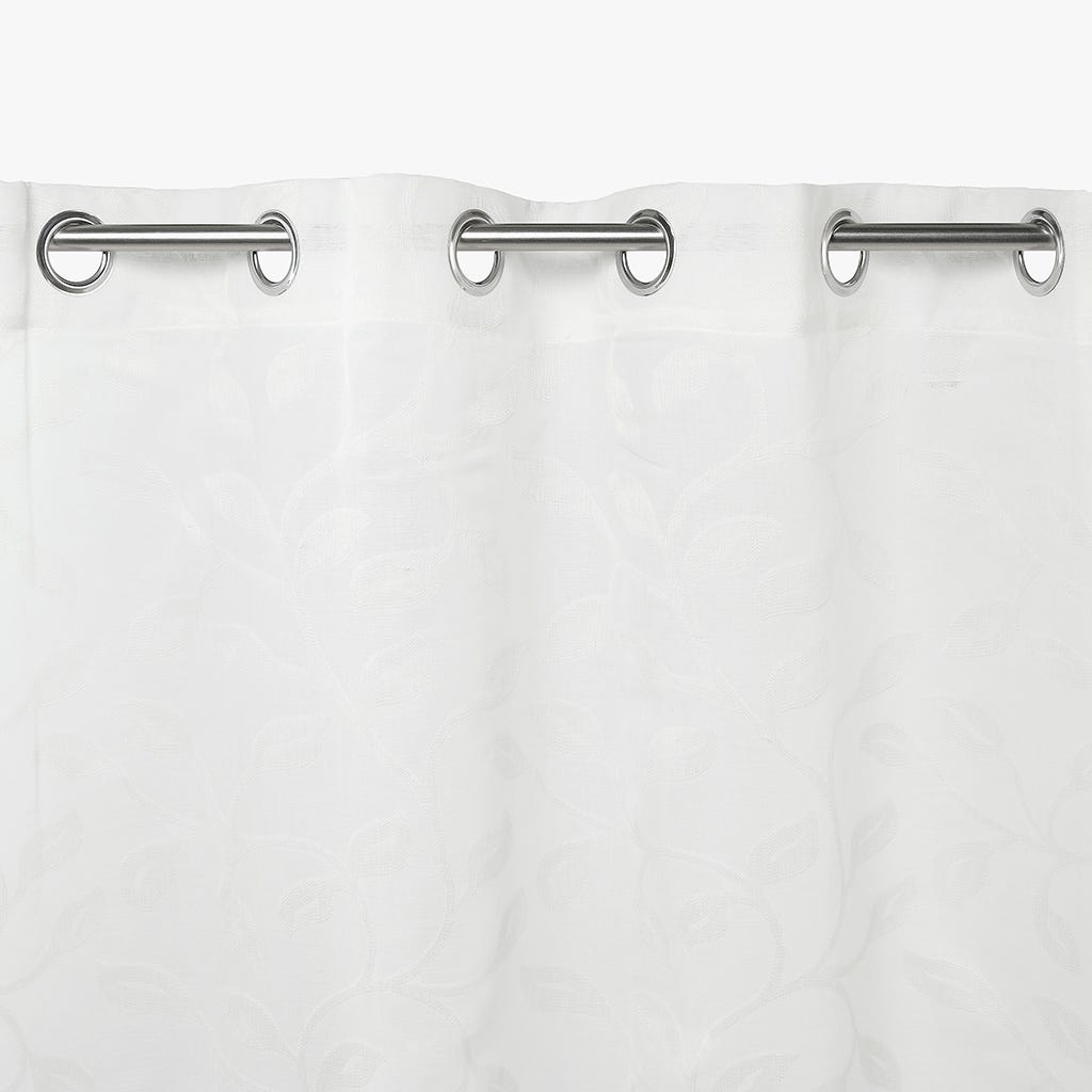 Cortinado Transparente Folhas Branco LEAF - Gato Preto