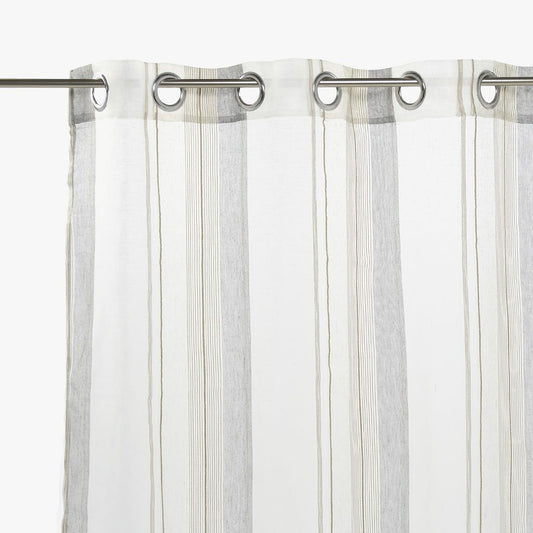 Cortinado Transparente Riscas Cinza e Natural SANDSTONE - Gato Preto