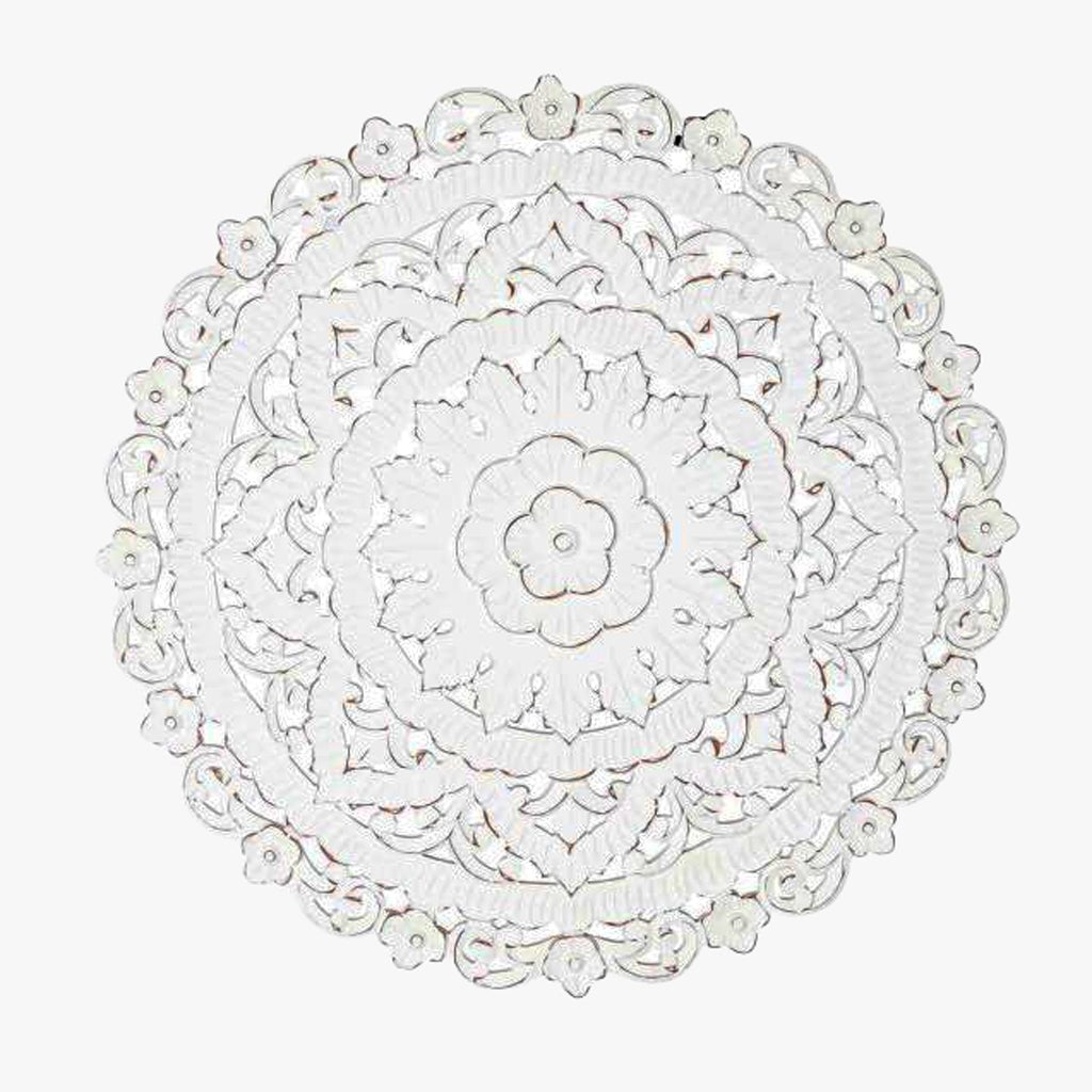 Decoração de Parece Redonda Branco Decapé MANDALA - Gato Preto