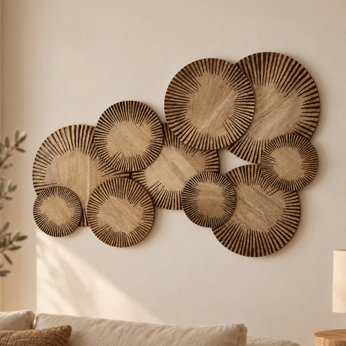 Decoração de Parede Círculos Castanho ATLAS - Gato Preto