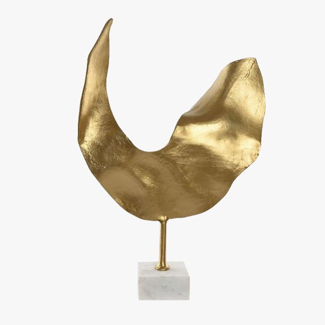 Decoração Folha Dourada em Alumínio com Base Mármore GOLD FLORA — Gato Preto
