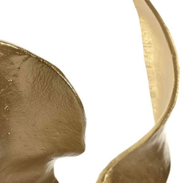 Decoração Folha Dourada em Alumínio com Base Mármore GOLD FLORA — Gato Preto