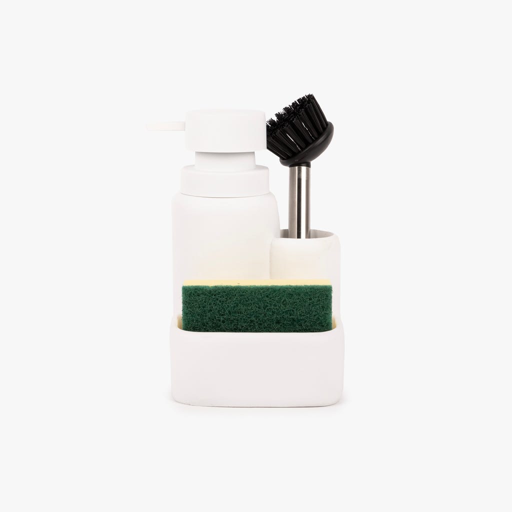 Doseador com esfregão e escova branco ALL WHITE - Gato Preto