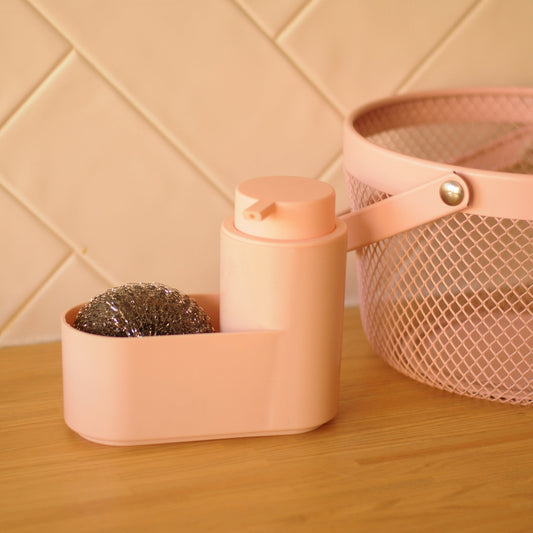 Dosedor de Detergente com Esfregão Rosa SUMMER PASTELS - Gato Preto