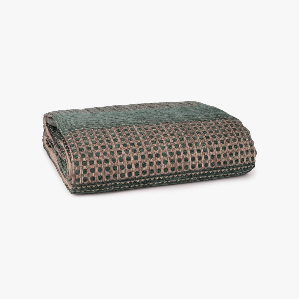 Edredão Chenile Verde 240x260 Coleção INDIE | Gato Preto