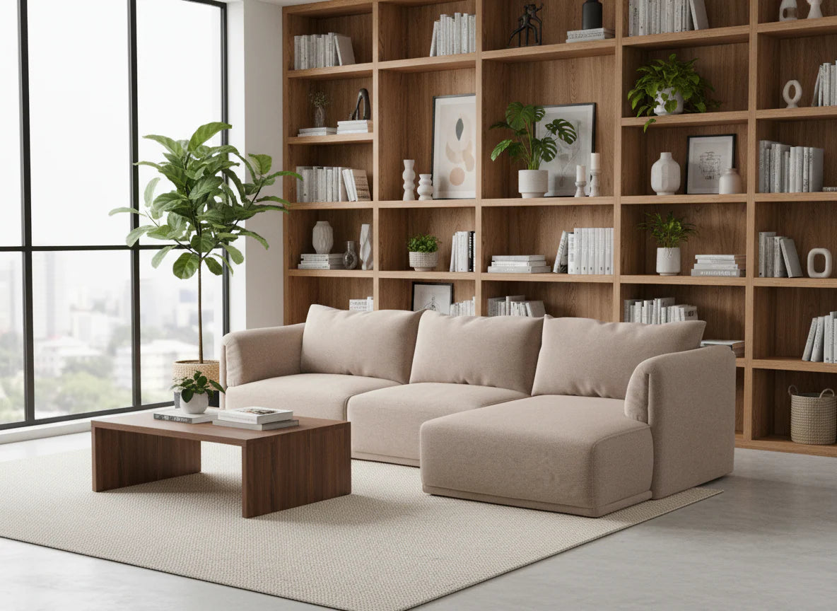 Canapé méridienne beige ELORA