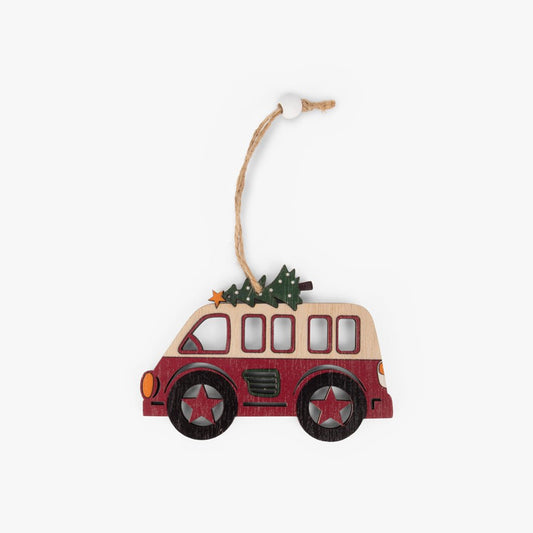 Enfeite de Natal com Carrinha de Madeira COZY - Gato Preto