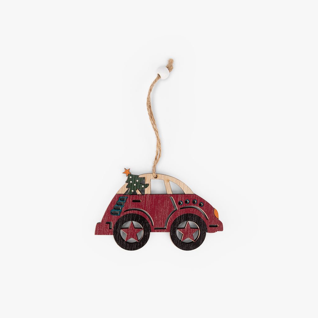 Enfeite de Natal com Carro de Madeira COZY - Gato Preto