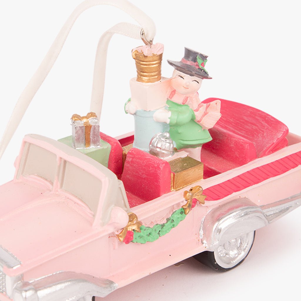 Enfeite de Natal de Carro Rosa KITSCH - Gato Preto