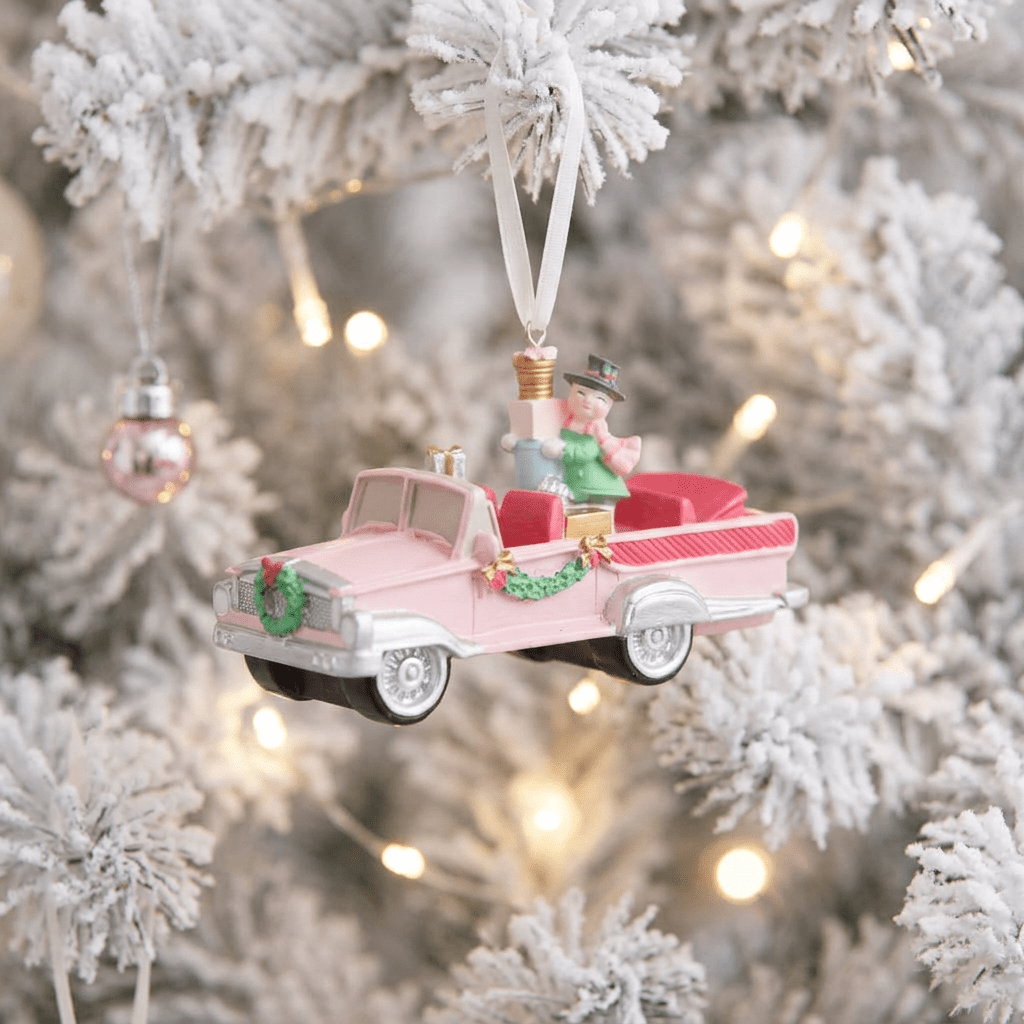 Enfeite de Natal de Carro Rosa KITSCH - Gato Preto