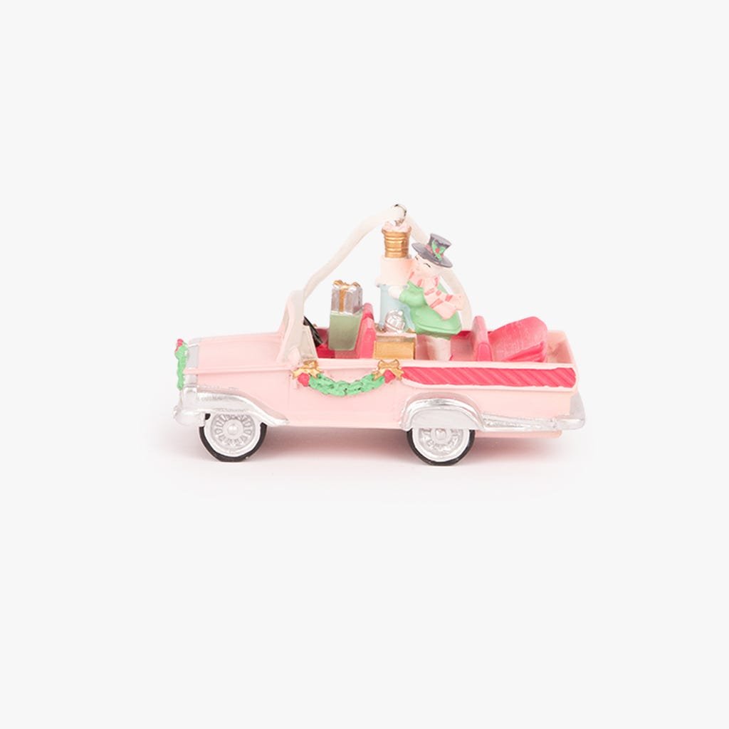 Enfeite de Natal de Carro Rosa KITSCH - Gato Preto