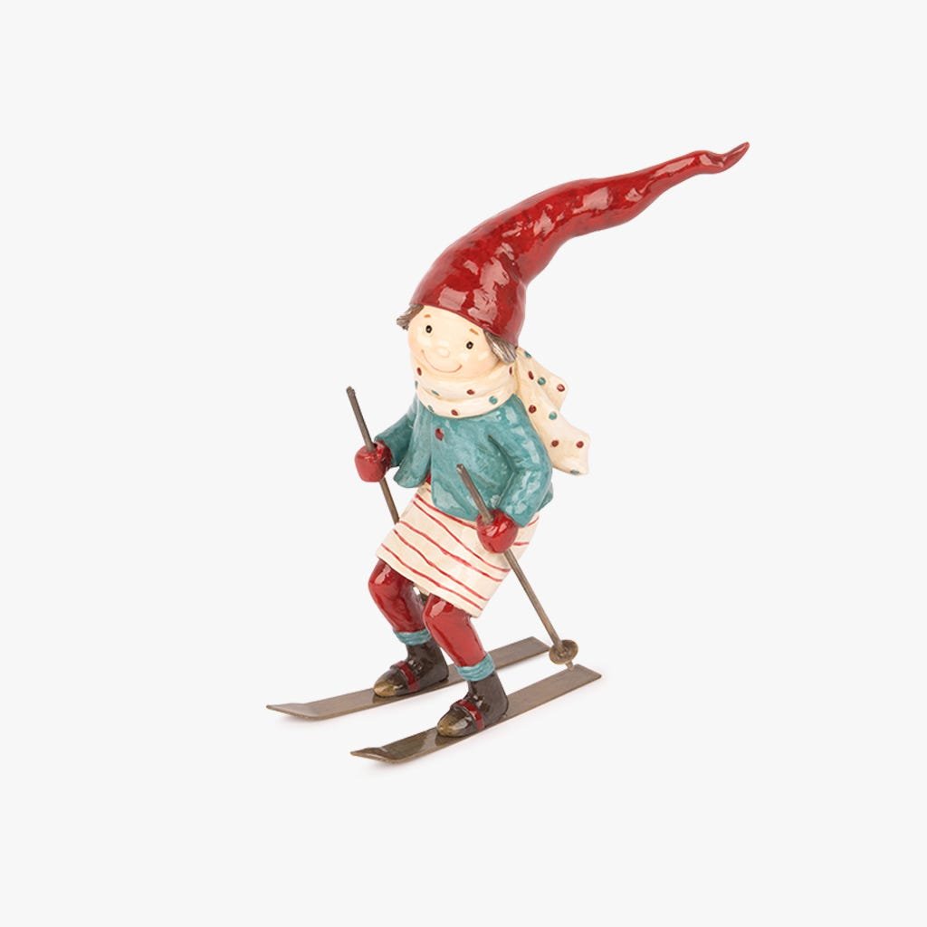 Enfeite de Natal de Menina em Ski COZY - Gato Preto