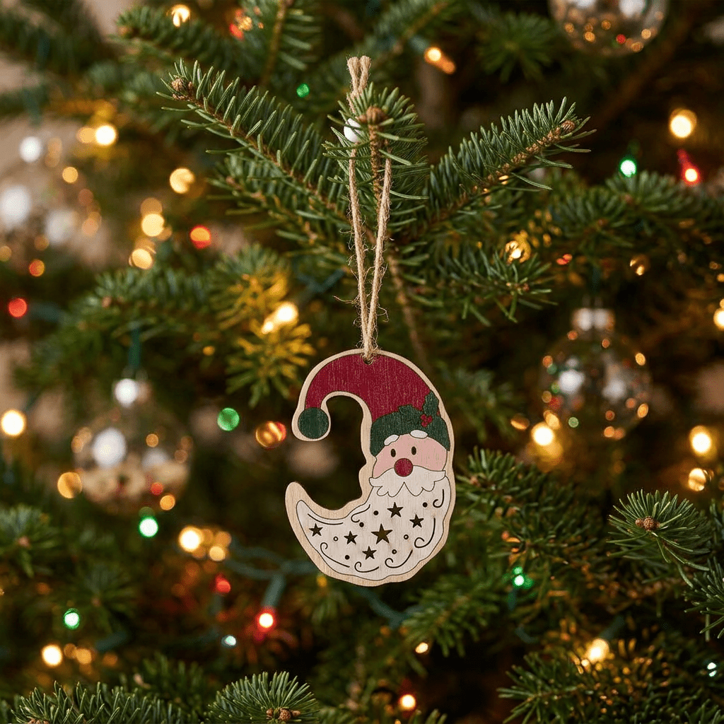 Enfeite de Pai Natal com Lua KITSCH - Gato Preto