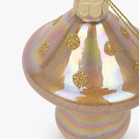 Enfeite de Vidro de Cogumelo Dourado COZY - Gato Preto