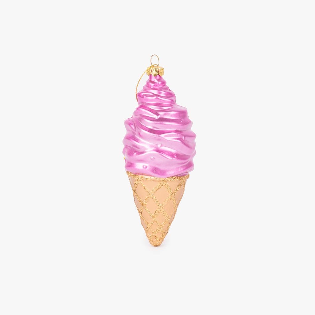 Enfeite gelado cone rosa 14cm NEW BRIGHT - Gato Preto