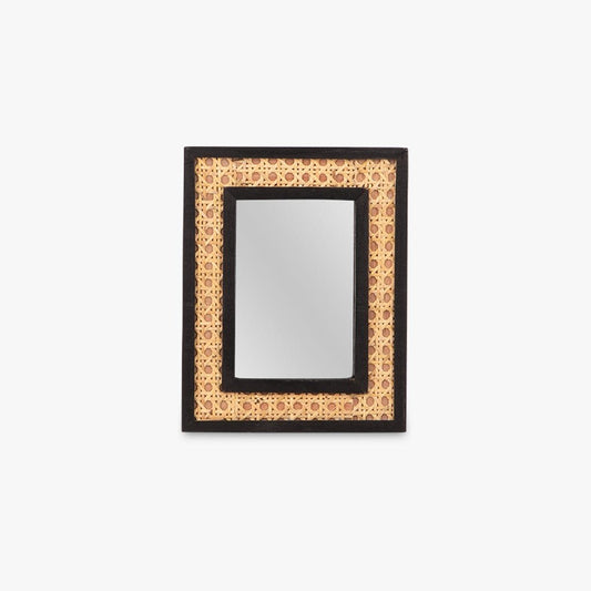 Espelho de Mesa em Madeira e Rattan BERGEN - Gato Preto