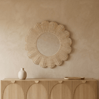 Espelho Flor Rattan D91 SOLEA - Gato Preto