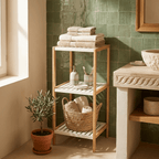 Estante 3 Níveis de Metal e Bambu 35x35x79 CLEAR - Gato Preto