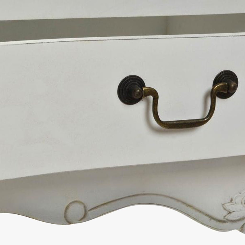 Estante Branca Clássica com três prateleiras e uma gaveta VERSAILLES - Gato Preto