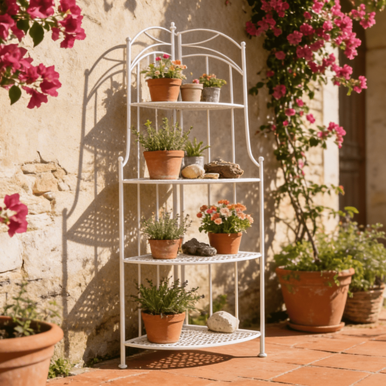 Estante de Canto em Ferro com Folhas Branca REVIVAL - Gato Preto